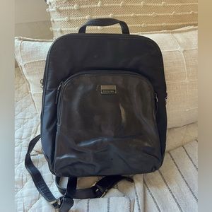 Vintage Perlina Black Leather and Nylon Backback Purse